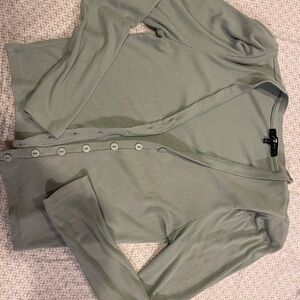 Socialite Light Green Ribbed thin cardigan/ Top